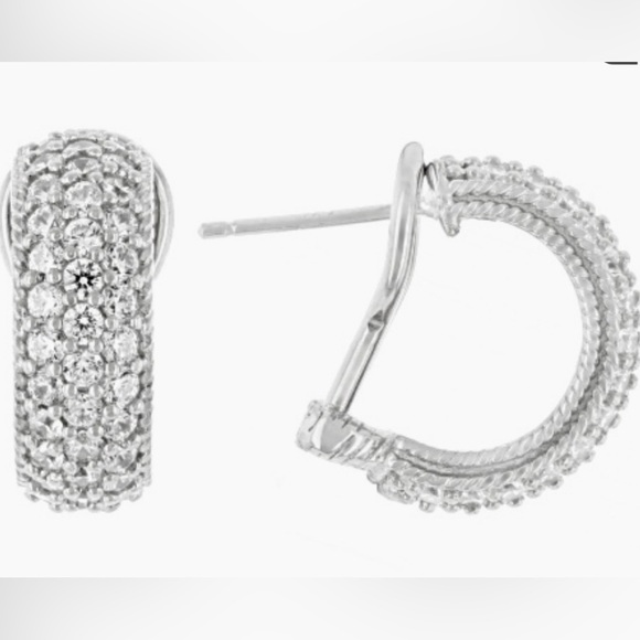🤩 NWOT Judith Ripka CZ Rhodium Over Sterling Silver Haute Earrings 0.56ctw - Picture 3 of 7